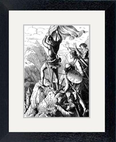 Print of 'Otto I of Bavaria prevents a defeat of Emperor near Verona (Illustration from the Geschichte des deutschen Volkes by E. Duller), 1840. Artist: Kirchhoff, Johann Jakob (1796-1848)' in Black Frame