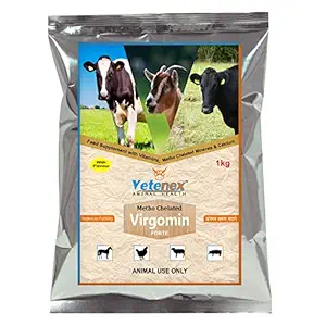 VETENEX Virgomin Forte - Metho Chelated Mineral Mixture Powder Supplement for Cattle, Cow, Buffalo, Poultry, Goat, Pig & Horse - 1 kg