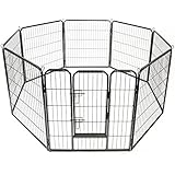 TRESKO® Welpenlaufstall Freilaufgehege Welpenauslauf Hundelaufstall Tierlaufstall Hunde, mit Tür und wetterfester Hammerschlag-Lackierung