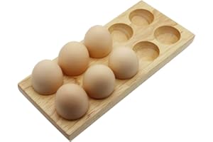 TAMUME Naturale Porta-uova di Legno, Cucina Essenziale Portaoggetti per Uova e Egg Organizer con Portauovo in Legno Tenere Fino a 10 Uova