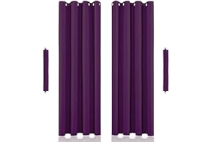 John Aird Eyelet Thermal Energy Saving Blackout Curtains Inc Tie Backs (Aubergine, 168cm Width x 183cm Drop (66"x72")