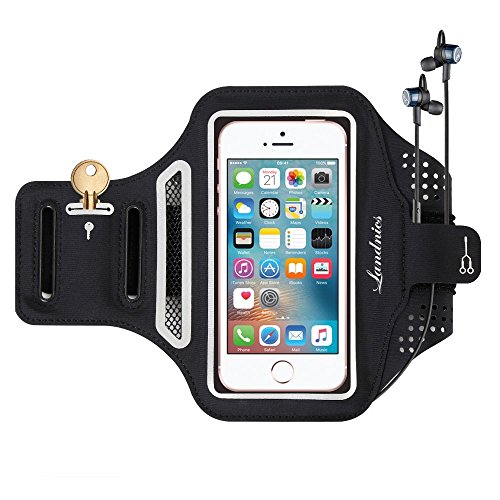 Handy Armband Landnics Sportarmband iPhone Android sebis 5.5 Inch SchweiÃŸbestÃ¤ndiges Armband-Etui Mit SchlÃ¼sselhalter, Kabelfach, Kartenhalter fÃ¼r Handys Samsung Galaxy iPhone 7/6/6S/5 (Schwarz+)