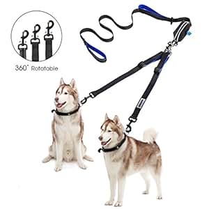 HTKJ Doppel-Hundeleine - Verstellbare Kupplung Gegen Verheddern Für 2 Hunde