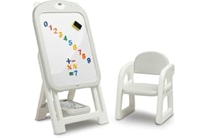 TOYZ BY CARETERO Toyz TED Tableau de Jeu avec Chevalet et Chaise pour Enfants de 3 ans - Tableau Blanc Magnétique - Station de Peinture pour Enfant - Planche à Dessin - Réglable et Mobile - Montage Facile - Gris