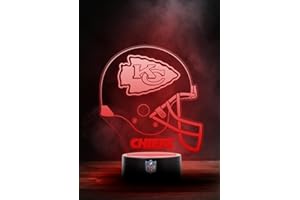 Kansas City Chiefs NFL - Casco per lampada a LED con logo, modalità alternata con 6 diversi colori
