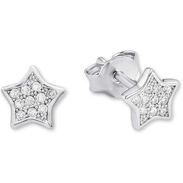 Orecchini A Cerchio In Argento Sterling 925 Per Bambine - Con Zirconi E Confezione Regalo
