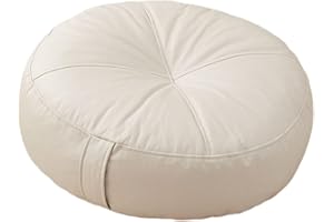 Kuntesetty Cojín Redondo para Meditación Y Descanso de 40 CM, Cojin Funda de algodón Lavable Yoga Zafu para Hogar, Dormitorio, Salón, Blanco