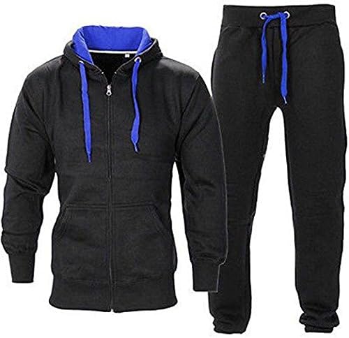 Just Me Kids Boys Girls Tracksuit Contrast Set Full Sleeve Zipper Hoodie Fleece Bottoms Top Jogging Jogger Gym School Clothing
