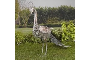 Garden Mile® Solar Powered Light Up Peacock With LED Lights Copper Effect Metal Garden Animal Sculptures Stunning Versatile Garden Ornaments Decoration (Peacock)