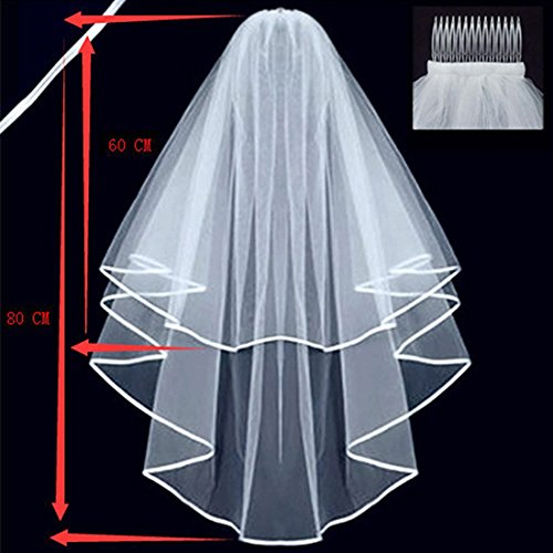GZHOUSE Hen Night Party weiße Hochzeitsschleier mit Kamm, Hochzeit Braut-Accessoires - 4