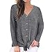 Produktbild Cooljun Damen V-Ausschnitt Casual Pullover Button Down Gestreiftes Shirt Print Waffel Stricken Sweater Knoten Oberteile Top