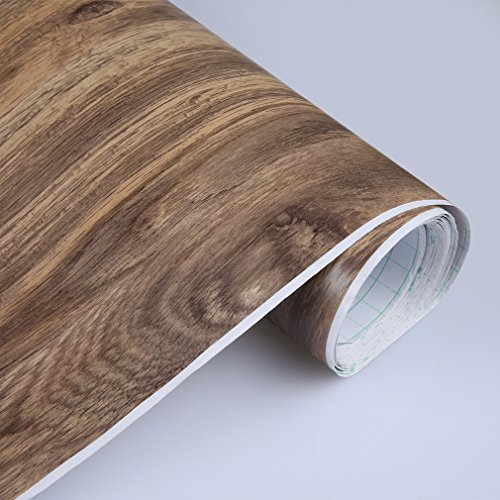 Auralum® Dunkelbraun Holzmuster Küchenfolie PVC Klebefolie Dekofolie 0.61*5M Schränke Tapeten Möbelfolie Selbstklebend für Küchenschränke Möbel Türen - 5
