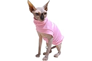 Pavel Korchagin Sphynx-Maglietta per gatti senza peli,per gatti e cani di piccola taglia,in morbido cotone,senza maniche,traspirante,per gatti Devon Rex,gatto Rex della Cornovaglia e gatto (rosa L)
