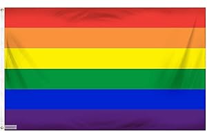 Fontee® [Gay Pride Flagge [90X150 cm] [Lebendige Farbe] [UV-lichtbeständig] [Leinwandkopf] [Doppelt genäht] [Dicke Messingösen] [Regenbogenfahne]