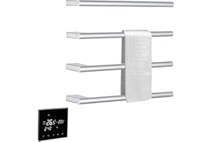 LNXGJJ Radiatore Scaldasalviette Elettrico da Parete con Display LED 55W 60 x48 cm Termoarredo Porta Asciugamani Elettrico in Acciaio Inox 304 Intelligente Portasciugamani Elettrico