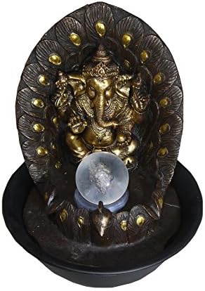Cascading Elephant Indoor Table Top Water Feature + Spinning Ball &amp; LED Lighting