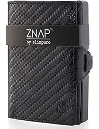 ZNAP Kreditkartenetui mit Geldklammer Aluminium und M&uuml;nzfach &ndash; RFID Schutz &ndash; 8 oder 12 Karten Version &ndash; Slim Wallet &ndash; Geld Clip von SLIMPURO