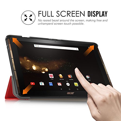 Acer Iconia One 10 B3-A30 Hülle, IVSO Ultra Schlank Superleicht Ständer Slim Leder zubehör Schutzhülle für Acer Iconia One 10 (B3-A30) 25,7 cm (10,1 Zoll HD) Tablet-PC perfekt geeignet (Für Acer Iconia One 10 (B3-A30), Rot) - 2