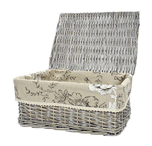 Aufbewahrungs-Kiste mit Stoffeinsatz und Deckel mittel