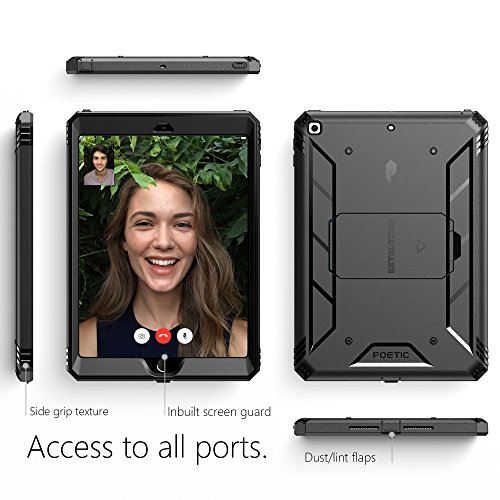 Poetic Revolution Heavy Duty Schutz Hybride Hülle mit Schirm Schutz für Apple iPad 9,7 (2017 März Veröffentlichung) Schwarz - 2