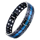 Jeracol Mens Magnetic Therapy Bracelet Double Strong Magnet Blue&black Health Link For Arthritis Pain Relief With Remove Tool (magnetic Therapy Bracelet)