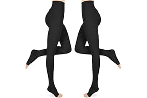 WEGITCS 15-20 mmHg Medizinische Kompressionsstrumpfhose Damen & Herren Lang, 2 Paar Abgestufte Kompressionsstrümpfe Stützstrümpfe, Kompressionsleggins Damen für Krampfadern und Ödeme, Schwarz L