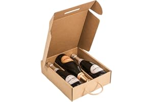 Only Boxes Boîte pour 3 bouteilles | Boîte en carton pour cave, champagne | Boîte de couleur kraft | 4 unités