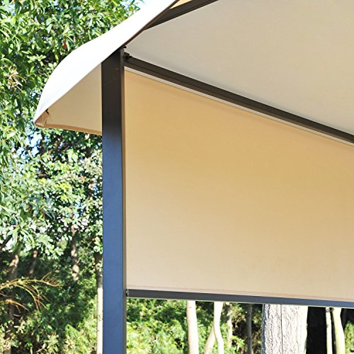 Outsunny® Pavillon Gartenpavillon Gartenzelt Partyzelt Festzelt Zelt 6-eckig, Metall+Polyester, Beige, 350x350x275cm - 5