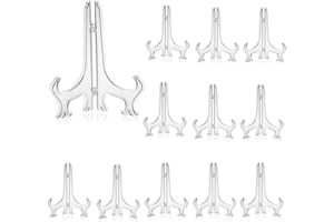 Esforzarse 12 Pezzi Porta Piatti da Esposizione, 7 Pollici Trasparente Plastica Cavalletto, Piastra Supporti per Immagini Casa Matrimonio Decorazione