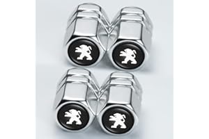 LABSTANDARD 4PCS Valve Pneu Voiture pour Peugeot 107 207 407 408 206 306 307 308 406 806 3008 4008, Résistant à la Corrosion Bouchon de Valve Voiture, Voiture Accessoires, Argento