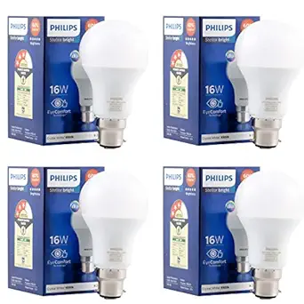 PHILIPS Stellar Bright 16 Watt LED Bulb, Base B22,Cool Day Light, Pack of 4