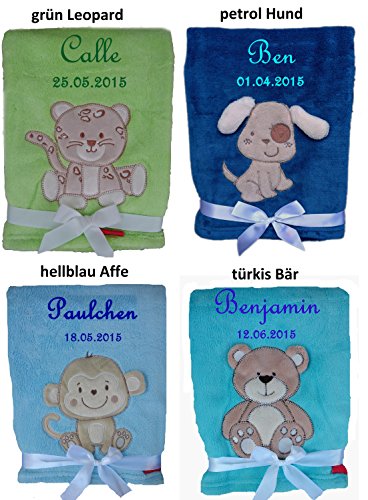 Kuschlige Babydecke SUPER FLAUSCHIG bestickt mit Namen und Datum - 5