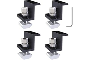 FUNNYTEK Solar Panel Mount End Clamp Kit, 4 Pieces Solar Panel Z Bracket Edge Clamp with Hex Key, 40 mm Solar Panel Holder are Adjustable Attachment for Module Height - Black