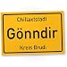 Produktbild Chillaxstadt Gönndir - Kreis Brudi, Kunststoff Schild - Stadtschild, Geschenkidee Geburtstagsgeschenk Läuft bei dir - Lustiges Geschenk Brudis / beste Freunde, Chillax Party Deko, WG-Party / Hausparty