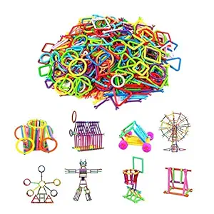 Cable World 200+ Assembly Colorful Straw Educational Building Blocks for Kids (Include 200+ Stick)Plastic,Multicolor