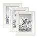 Produktbild PHOTOLINI 3er Set Bilderrahmen Landhaus-Stil Weiss 13x18 cm Massivholz mit Glasscheibe und Zubehör/Fotorahmen