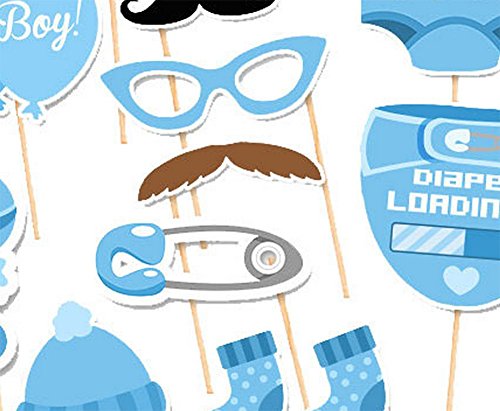 CAOLATOR 25 Stücke Fotorequisiten Fotoaccessoires Masken Fotorequisiten Baby Junge Partydekoration (Windeln, Flaschen, Socken, Gläser, Luftballons, Bart) - 7