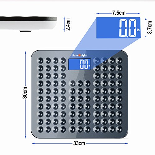 Accuweight AW-BS002 digitale Anti-Rutsch Personenwaage mit großem LCD-Display, 180kg/400lbs Kapazität (Grau) - 4