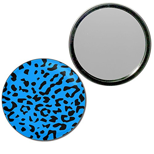 Blue Leopard Print - 55mm Round Compact Mirror