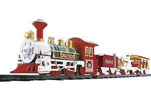 WEB2O - Treno elettrico di Natale, con suoni e luci, decorazione natalizia, treno con vagoni animati e binari, natalizio