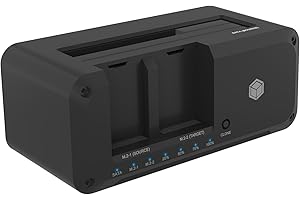 ICY BOX HDD / M.2 NVMe SSD Docking Station USB 3.2 Gen 2 (10 Gbit/s), Festplatten Klonstation & Lesegerät (2,5" & 3,5" SATA auf M.2 NVMe / M.2 NVMe auf M.2 NVMe), Zweiwege Klonen, IB-2924MSCL-C31