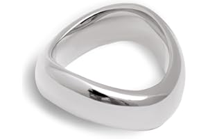 SINGULARU - Anello Tina. Acciaio con Finitura Placcata Rodio. Design Irregolare e Organico. Gioielli per Donna. Misure 10 a 20