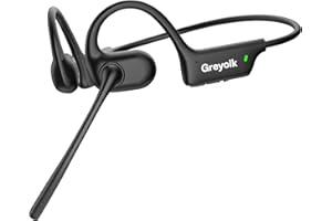 GREYOLK Bluetooth-Kopfhörer mit Mikrofon, offene Ohr Kopfhörer w/Geräuschdämpfungsmikrofon für Telefon PC Computer Laptop, leichtes und Komfortables drahtloses Kopfhörer für Büro Fahren Arbeiten