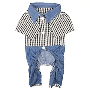 Douge Couture Smart Check Jumpsuit (Black, White and Blue, 10 Inch)