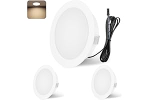 YindaLux Spot LED Encastrable, Spot LED 12V 4000K Blanc neutre Dimmable, 3W Extra Plat Spot encastrable, Trou 55-58mm Aluminium Plafonnier spot avec câble de 2m, Lot de 3, Blanc