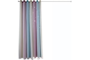 LIVEGO Stars Blackout Curtains for Girls Bedroom 1 Panel Colorful Star Cutout Double Layer Star Window Curtain Decor for Kids Bedroom, Living Room, Nursery Room (Purple, W53" x L63")