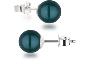 Schöner-SD Stud Earrings 925 Silver with 8 mm Pearl Round Ball