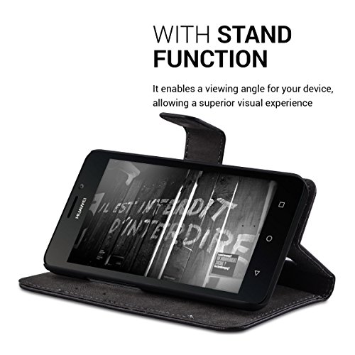 kwmobile Funda para Huawei Ascend Y635 - Carcasa de  Cuero sint  tico  con dise  o Don t Touch my Phone - Case con  Tarjetero 