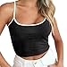 Produktbild Damen Weste ,VENMO Frauen sexy verstellbare Schultergurte runden Hals ärmelloses Crop Top Damen Lace Chiffon Vest Top Sleeveless Casual Tank Blouse Summer Tops T-Shirt Spitze Weste Sommer Blusen (BLACK, S(Asian S=EU XS))