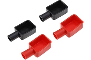 EMAGTECH 2 paia di terminali per batteria, isolanti e flessibili, tappi per terminali positivi e negativi, copribatteria per auto, barca, colore: rosso e nero